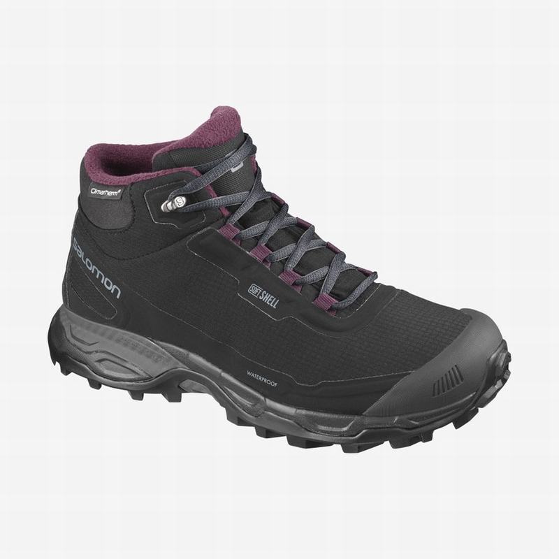 Botas De Invierno Salomon Mujer Negras - Salomon Argentina SHELTER SPIKES CLIMASALOMON™ IMPERMEABLE